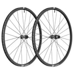 DT Swiss GR 1600 Spline 25 Clincher Gravel Wheelset - 700c Black Shimano MS12 12mm Front 142x12mm Rear Centerlock Pair 12 Speed Tubeless