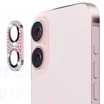 Hat Prince Glitter Kameraskydd iPhone 16 Plus Rosa