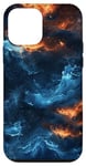 Coque pour iPhone 12 mini Art fluide abstrait vagues flammes bleues