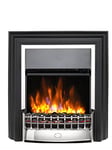 Dimplex Cheriton Deluxe Freestanding Optiflame Electric Fire, Chrome and Black Free Standing LED Flame Effect with Variable Flame Brightness, Coal Fuel Bed, Adjustable 2kW Heater and Remote Control