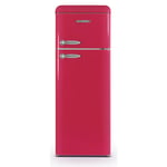 Schneider - refrigerateur 2 portes 211L a++, vintage rose hawai