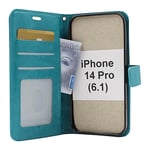 Crazy Horse Wallet iPhone 14 Pro (6.1) (Turkos)