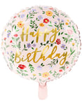 Grattis på födelsedagen - Blommig folieballong 35 cm