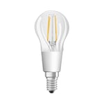 LEDVANCE Smart LED Bulb with Bluetooth Mesh, Clear Filament E14 Bulb with Drop Shape, Dimmable, Warm White (2700K), Replaces Traditional 40W Bulbs, Controllable with Google & Alexa, 1-pack