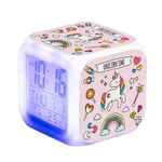 TCJJ Kids Unicorn Digital Alarm Clock,Color Luminous Bedside Clocks for Girls Bedroom,LCD Display Time,Temperature and Date (Pink)