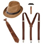 WIDMANN MILANO PARTY FASHION W 68557 – Ensemble de costume des années 20 – 5 pièces – Charleston, gangster, patron de la mafia, accessoires, carnaval