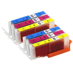 6 C/M/Y Ink Cartridges for Canon PIXMA MG5753, MG7750, TS5051, TS8050