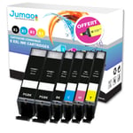 Lot de 6 cartouches jet d'encre type Jumao compatibles pour Canon Pixma TS5055 +Fluo offert