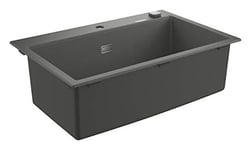 GROHE K700 | 1 bowl | 720 x 370 x 220 mm | Quartz Composite sink | top-mounted with overflow | automatic waste fitting with rotary handle, waste kit, basket strainer waste | Granite Gray | 31652AT0