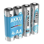 ANSMANN AA Mignon 2100 mAh 1.2V NiMH - rechargeable batteries AA batteries maxE (low self-discharge & pre-charged) ideal for toys, wireless keyboard/mouse, Wii & Xbox controller (4 pieces)