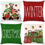 Jul kuddfodral Jultomten Snögubbe Örngott God Jul Låt Det Snöa Kuddfodral, 18 x 18 tum, 4-pack