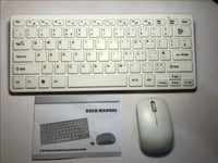 White Wireless MINI Keyboard & Mouse for JVC LT-24C656 Smart 24" LED TV White HD