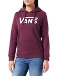 Vans Women's Drop V Logo Hoodie Hooded Sweatshirt, Port Royale-Antique White, XS
