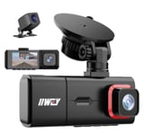 iiwey 1080P Front and Rear Inside Dash Cam 3 Channel, Three Way Dash Cam for Cars with IR Night Vision, 2.45 Inch IPS Screen, 24H Parking Monitor, Motion Detection for Uber Taxi Driver