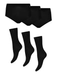 3-Pack Women Bamboo Maxi Brief + 3 -Pack Basic Socks Black URBAN QUEST