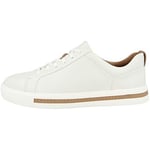Clarks Womens Un Maui Lace Low-Top Sneakers, White Leather, 4.5 UK