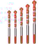 Set med 5 Glasborr, Keramiska Gres-borr, Diamantborr, Kakelborr, 6 mm, 8 mm, 10 mm, 12 mm Multimaterialborrar för