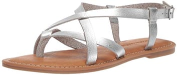 Amazon Essentials Sandales à Lanières Décontractées Femme, Argent, 38 EU