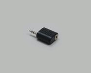 BKL Electronic 1102050 Klinke Audio Adapter[1x Klinkenstecker 2.5 mm - 1x Klinkenbuchse 2.5 mm] - Kabel, 2.5mm, 2,5mm, Hane/Hona, Svart