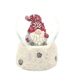 Boule à Neige Lutin de Noël avec Bonnet Rouge sur Socle Blanc, L/l/H/Ø 4,5 x 4,5 x 6,3 cm, Ø 4,5 cm