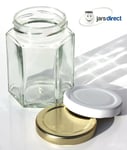 72 X 8oz Hexagonal Glass Jars - Suitable For Jam Preserves Chutney & Honey