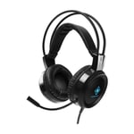 Deltaco headset, 50Mm Element, LED, Funkar med Xbox och PlayStation, svart