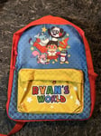 Ryan's World Kids Backpack, School Bag, Ryans World Rucksack Official With Tags
