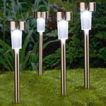 HI Trädgårdsbelysning solcell LED 4-pack rostfritt stål 36 cm 435243