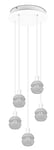 Trio, Suspension, Mela 5xE14, max.25,0 W Verre, Blanc, Corps: Métal, blanc mat Ø:34,4cm, H:150,0cm IP20,Sans illuminant,Réglable en hauteur
