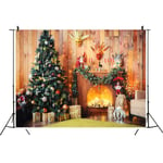 LOCOLO Christmas Photography Backdrops Christmas Tree Gifts Box Theme Photography Backdrop Photo Background Child Christmas Fireplace Decoration Background, 4 by 5 Ft