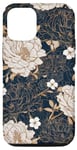 iPhone 12/12 Pro Navy and Gold Peony and Blossom Seamless Pattern Case