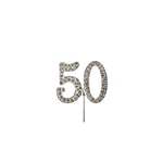 Cake Star Diamante Silver Cake Number, Sparkling Numbers 0-9 on Strong Metal Wire, Baking Decorations for Celebrating a Birthday or Anniversary, Better than Candles, Give Cakes a Personal Touch - Clear 50