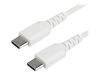 Startech.Com 2 M Usb C-Laddningskabel, Hållbar Snabb Laddning Och Synkronisering Av Usb 2.0 Typ C Till Usb C Laddningskabel För Bärbar Dator, Tpe-Jacka Aramidfiber M/M 60W Vit, Samsung S10, S20 Ipad Pro Ms Surface - Heavy Duty Och Robust - Usb-Kabel