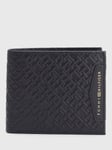 Tommy Hilfiger Monogram Embossed Leather Bifold Wallet, Black