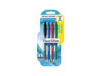 Papermate Flexgrip Ultra 3+1, Black,Blue,Green,Red, Black,Blue,Green,Red, Clip-On Retractable Ballpoint Pen, Fine/Medium, Round, 1 Mm