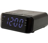 GROOV-E Atlas Alarm Clock with Wireless Charger - Black, Black,Silver/Grey