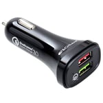 TECHGEAR Quick Charge 3.0 Car Charger 30W Dual USB Port Smart Charging for iPad, iPhone, LG, HTC, Huawei, Sony, Samsung, Nexus, BlackBerry and More (12V/24V)