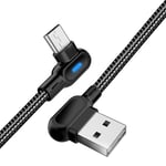 Right Angle Micro USB Cable 3pcs 2m Double 90 Degree Nylon Braided 2.4A Fast Charging Data Transfer Cable Compatible with Galaxy S6 S7 Edge/A10/Tab 4, Huawei P10 Lite, Nokia 5, etc