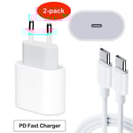 2-pack Samsung Snabbladdare - Adapter & Kabel 20W USB-C 2m