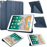 Visaccy Étui pour iPad 9/8/7 (10,2", modèle 2021/2020/2019, 9./8./7. Génération) Coque de Protection Ultra Fine à Plis Multiples avec Coque arrière Transparente pour iPad 10,2", Auto-Bleu