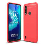 Motorola G8 Power Lite - Gummi cover i Børstet Design - Rød