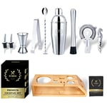 Shaker à Cocktail Wikimo 400ml - Kit Pro Avec Doseur, Pilon Et Cuillères, Idéal Débutants