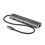 StarTech.com Adaptateur Multiport USB-C - USB Type C vers HDMI 2.0 4K 60Hz, Alimentation 100W Passthrough, SD/MicroSD, Hub 2 Ports USB 3.0 - GbE - Mini Dock USB-C - Câble Intégré 30cm (DKT30CHSDPD)