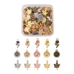 Beadthoven 150pcs Tibetan Flower Leaves Charms Metal Maple Leaf Pendants Rose Sunflower Dangle Charms 5 Colors for Necklace Bracelet Choker Jewelry Making Crafting Valentine's Day Supplies