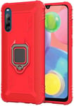 PIXFAB For Sony Xperia L4 Case, Slim Gel Rubber Shock Proof Phone Cover, Magnetic Ring [Kickstand] With [360 Rotation] With Tempered Glass For Sony Xperia L4 (6.2") - Red