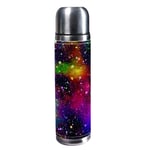 TIZORAX Night Starry Sky Rainbow Colors 500ml Travel Mug Coffee Cups Water Bottle Vacuum Leather Insulating Cup 304 Stainless Steel