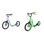Osprey BMX Scooter | Adult Scooter with Big Wheels, Adjustable Handlebars and Off-Road Calliper Brakes, Blue & Xootz Kids BMX Scooter, for Beginner and Intermediate Riders, Green