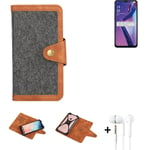 Mobile phone case + headphones for Oppo A12 Bookstyle dark grey