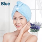 Hair Dry Towel Quick Drying Wrap Hat Blue