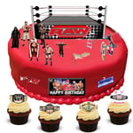 WWE Wrestling Happy Birthday Stand Up Scene Premium Edible Wafer Paper Cake Toppers Decorations